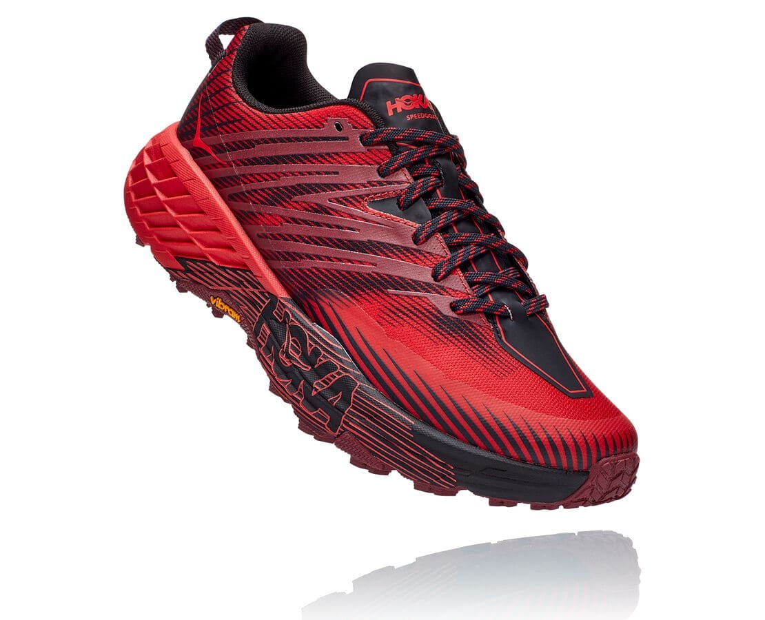 Hoka One One Speedgoat 4 South Africa - Mens Trail Running Shoes - Dark Brown / Red,VJCBA-2349